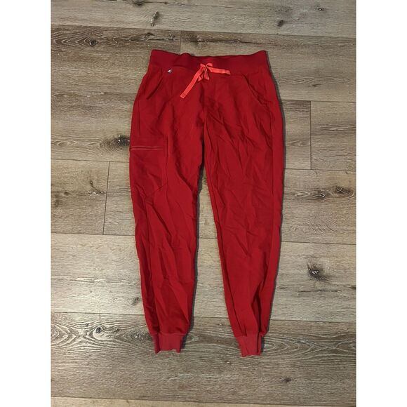 FIGS Scrub Jogger Pants Womens size Small Red Zamora Style W18SW2005 Drawstring - Picture 1 of 3